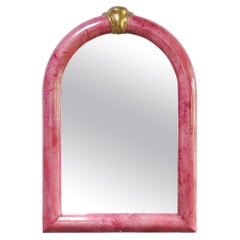 Pink Lacquered Goatskin Mirror by Karl Springer, 1970s