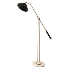  Floor Lamp Stilnovo Brass Aluminum Marble Adjustable Midcentury Italy 1950s