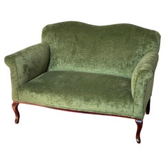 Antique English Victorian Two-Seater, New Upholstered (anglais)