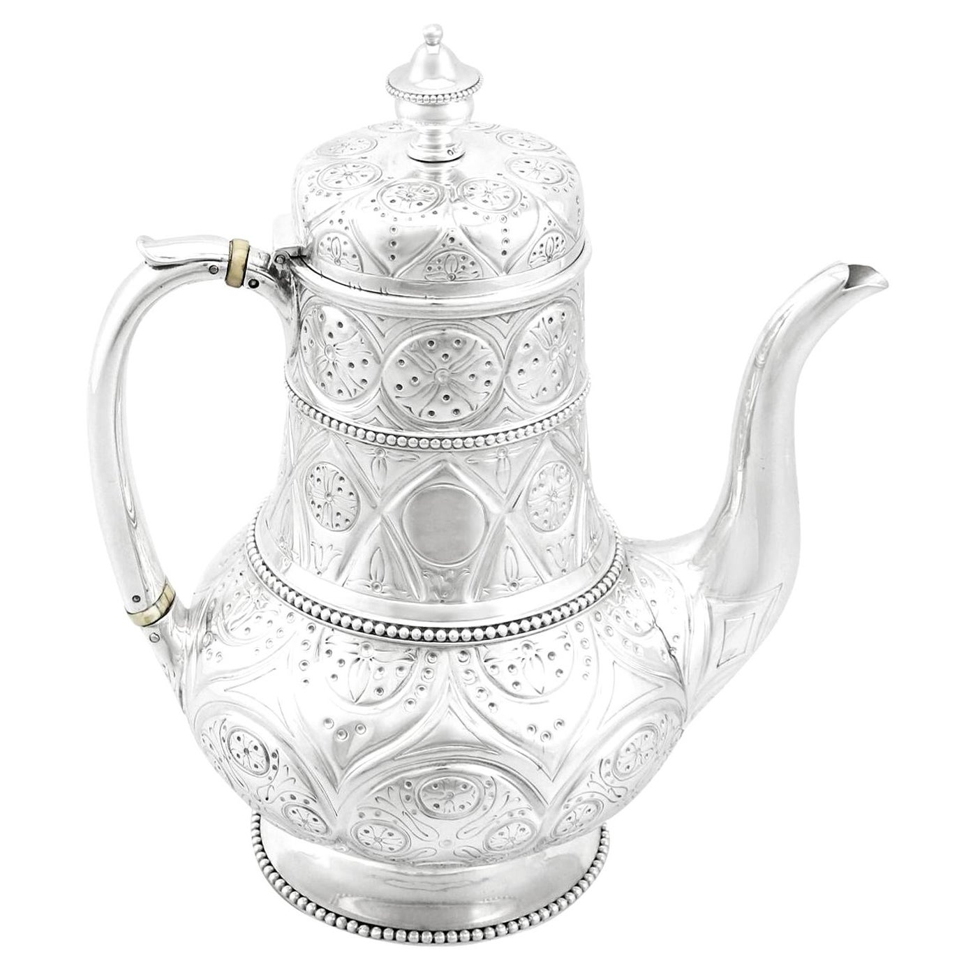 John Hunt & Robert Roskell Victorian Sterling Silver Coffee Pot For Sale