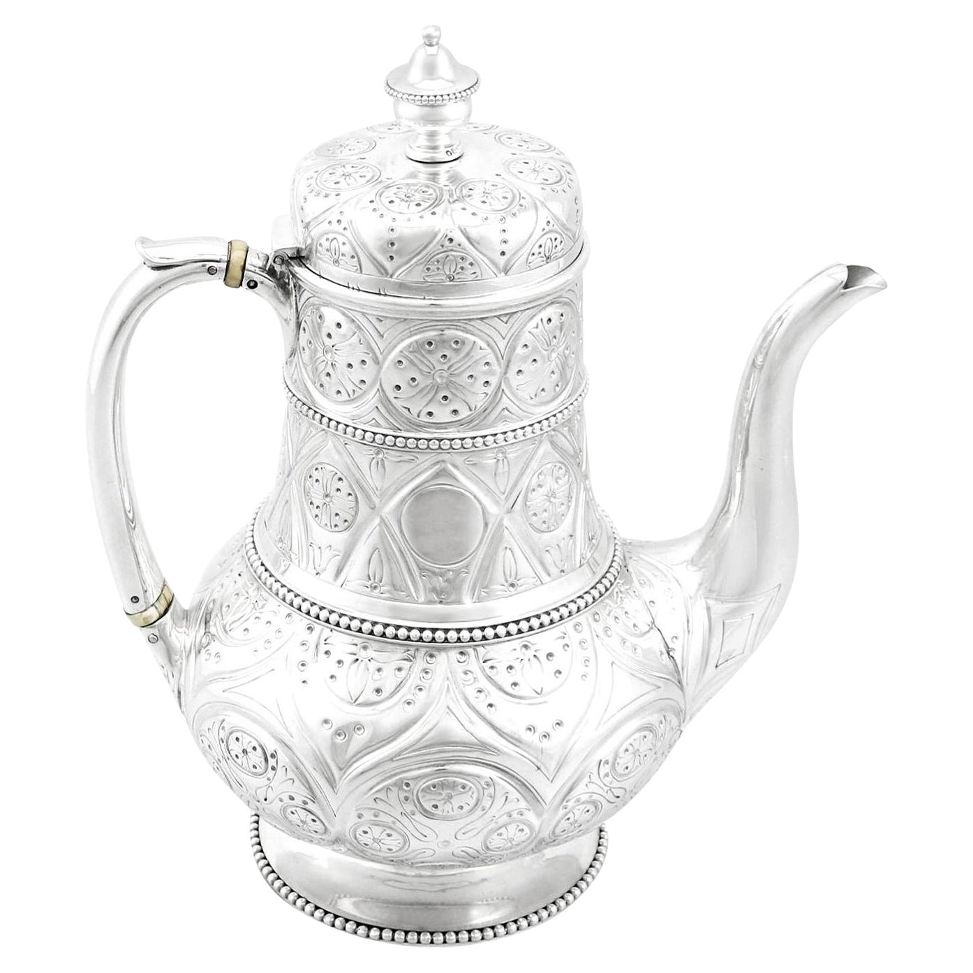 John Hunt & Robert Roskell Cafetera victoriana de plata de ley