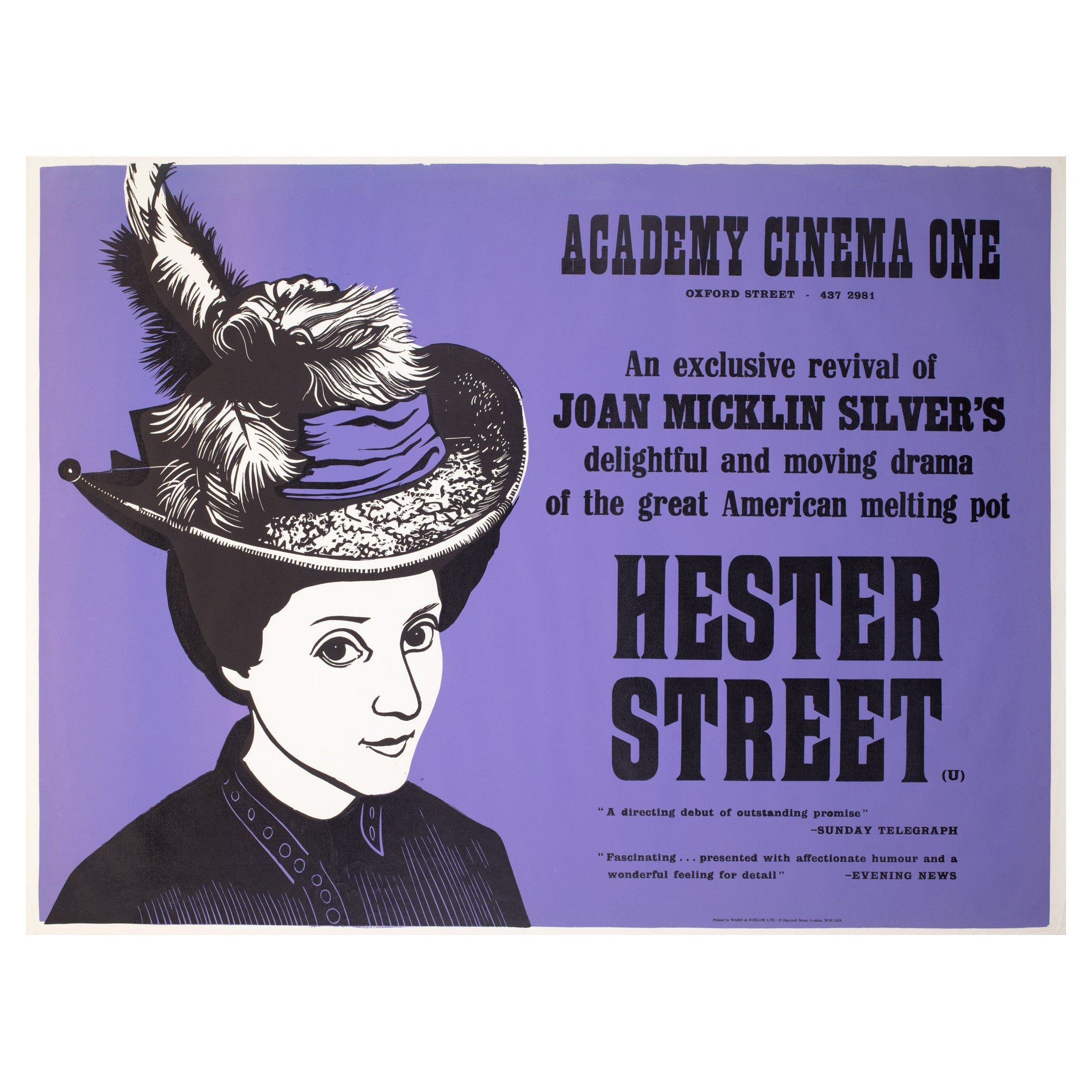 Affiche quadrilobée du film HESTER STREET, Strausfeld, Londres, Royaume-Uni, 1975