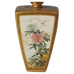 Antique 19th C Meiji Japanese Satsuma Vase with Marked Base