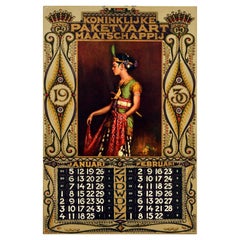 Original Vintage Advertising Poster Royal Packet Shipping Company Calendar Bali