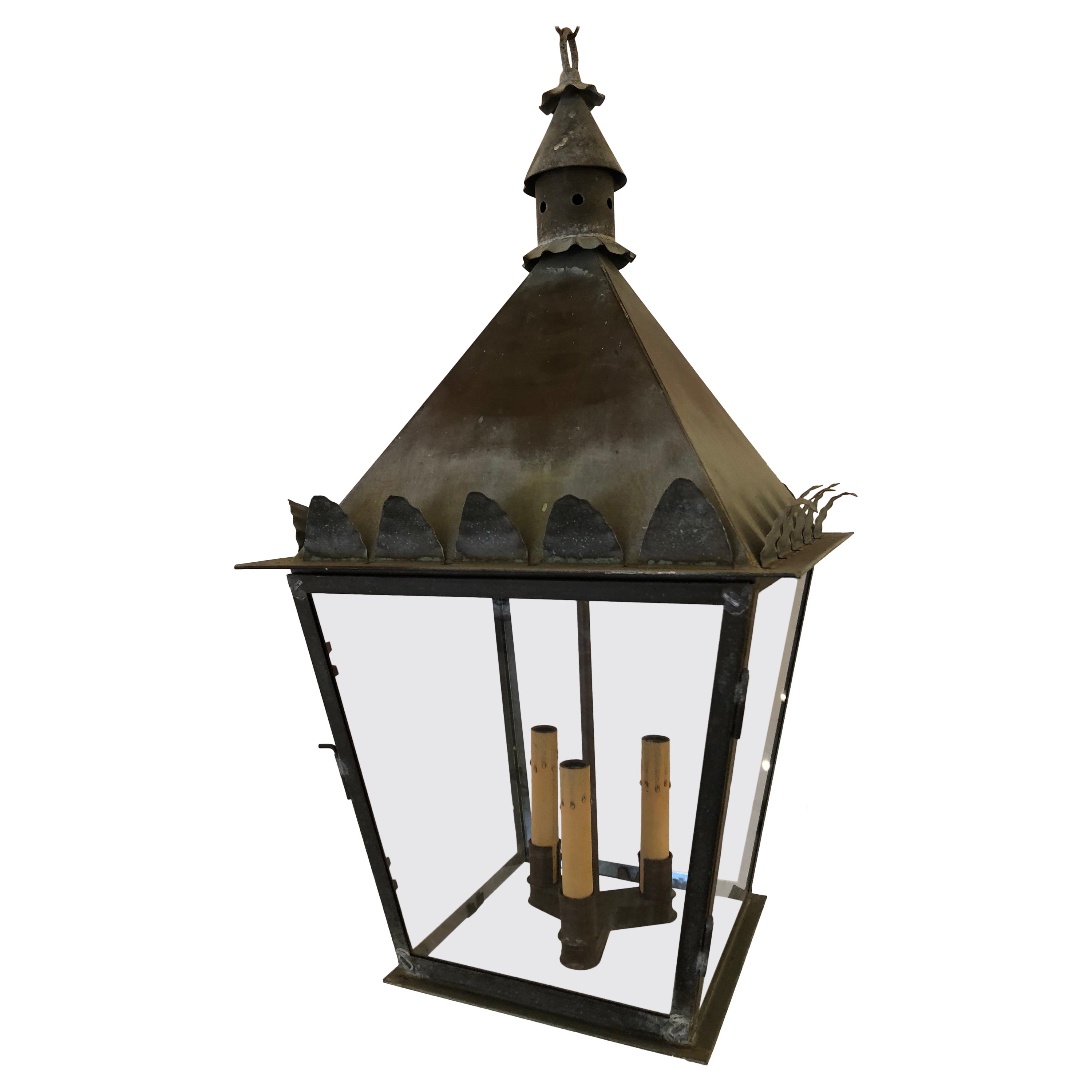 Timeless Copper Lantern with Zinc Colored Finish at 1stDibs