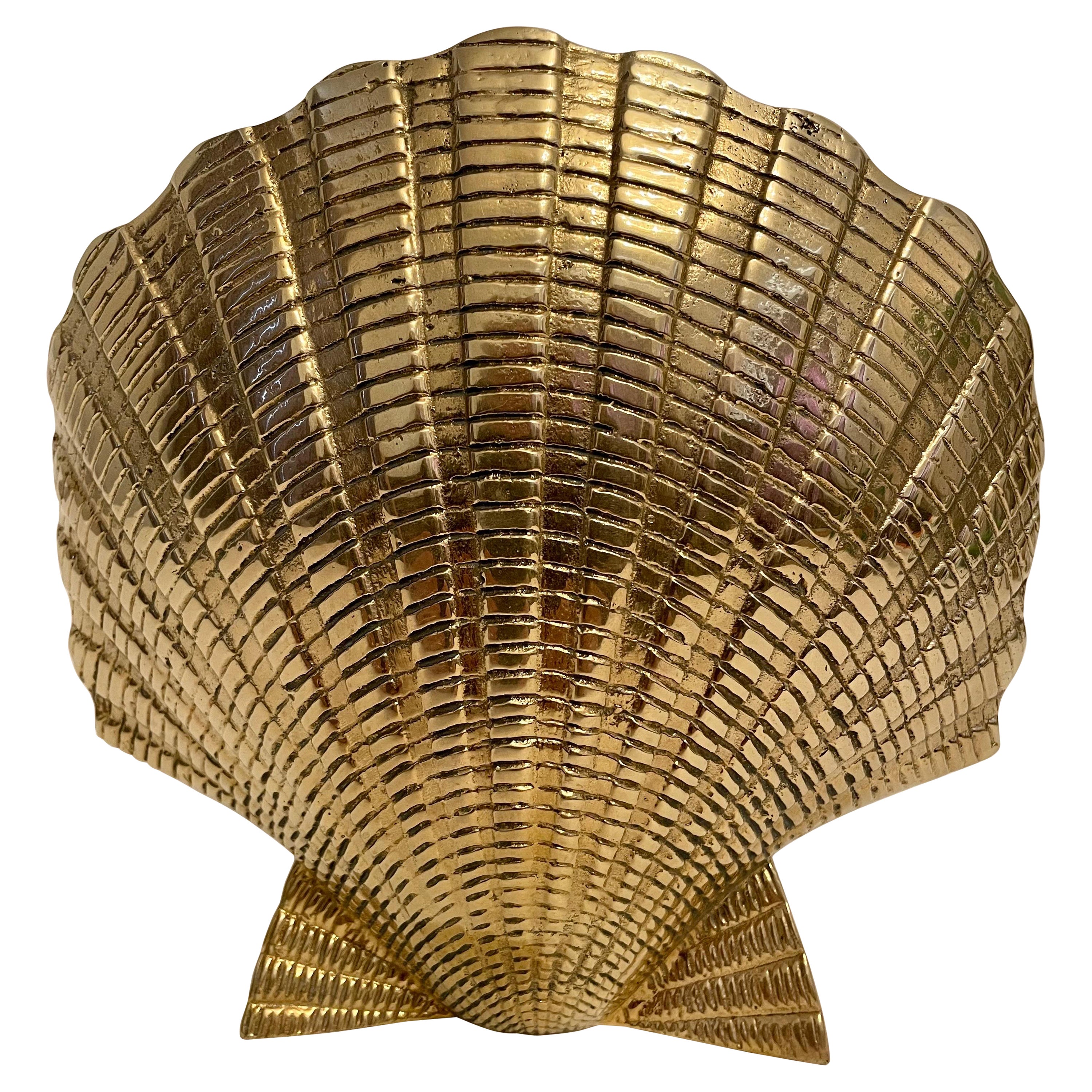 Large Brass Seashell Planter or Vase For Sale