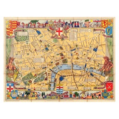 Original Retro Pictorial Travel Poster Children's Map Of London Fairytales Art