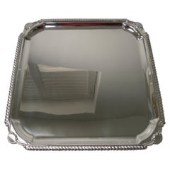 Large English Square Silver Plated Cocktail / Drinks Tray c.1930