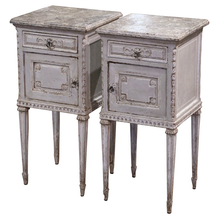 French Pair of Louis XVI–Style Painted Nightstands, ca. 1880