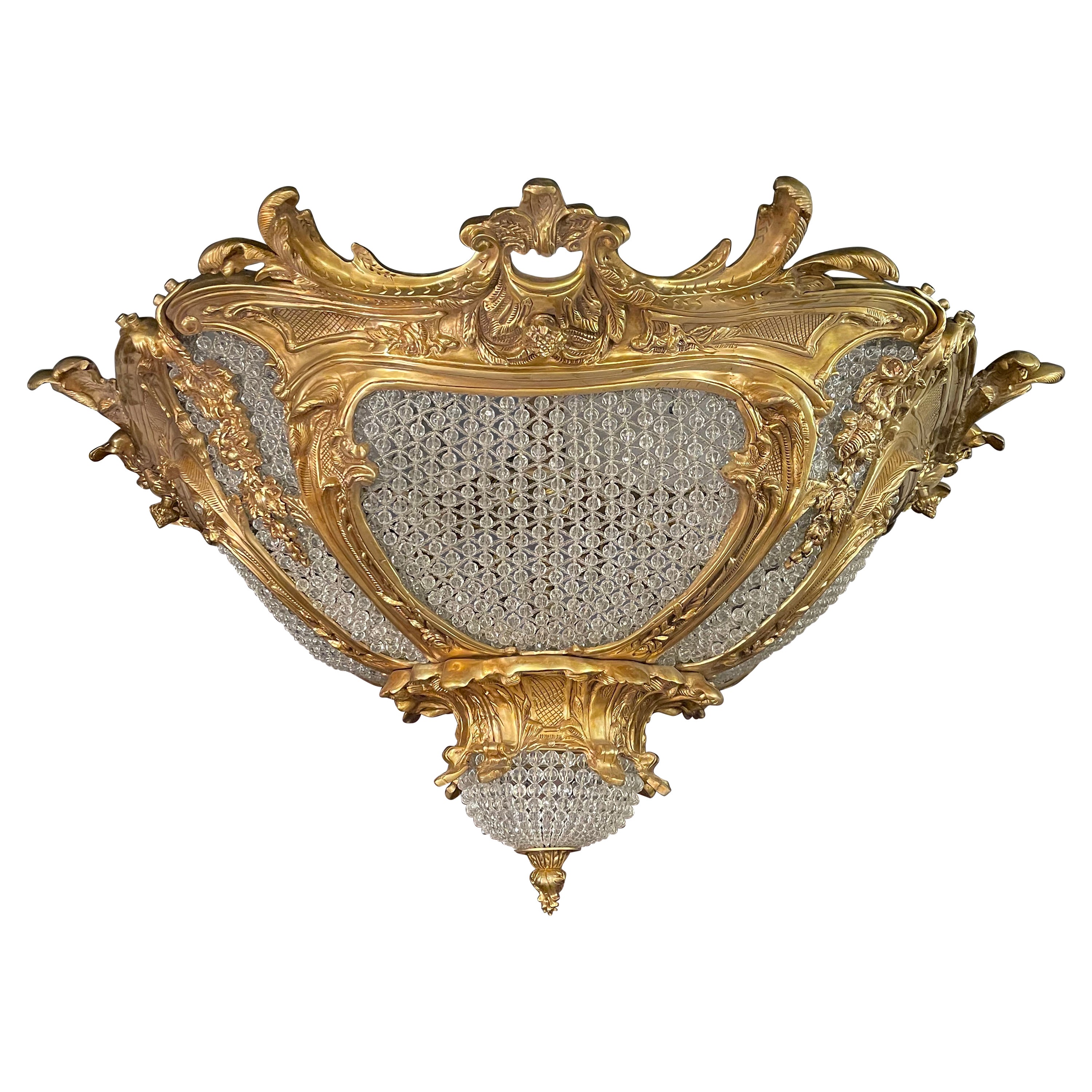 20th Century Louis XV Style Cast-Bronze Candelabra Chandelier For Sale