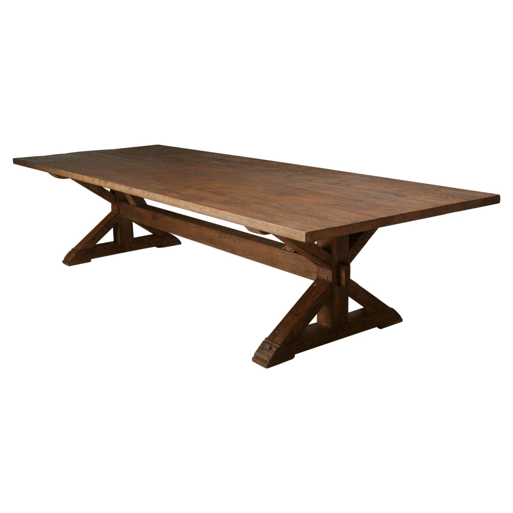 French Inspired Dining or Farm Table Reclaimed Oak Made to Order Any Size, Color For Sale