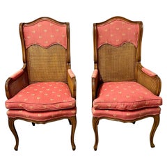 Vintage Pair of French Louis XV Style Cane Occasional/Armchairs, Wingbacks, France