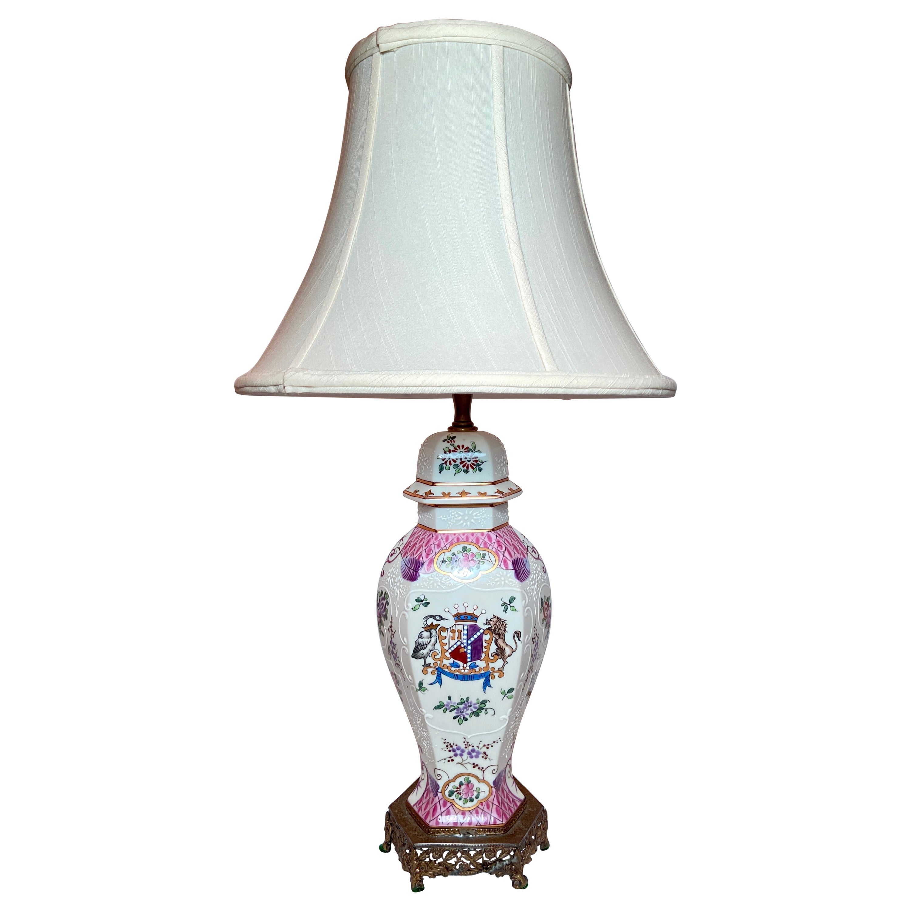 Antique French "Chinoiserie" Samson Porcelain Lamp, Circa 1900 For Sale