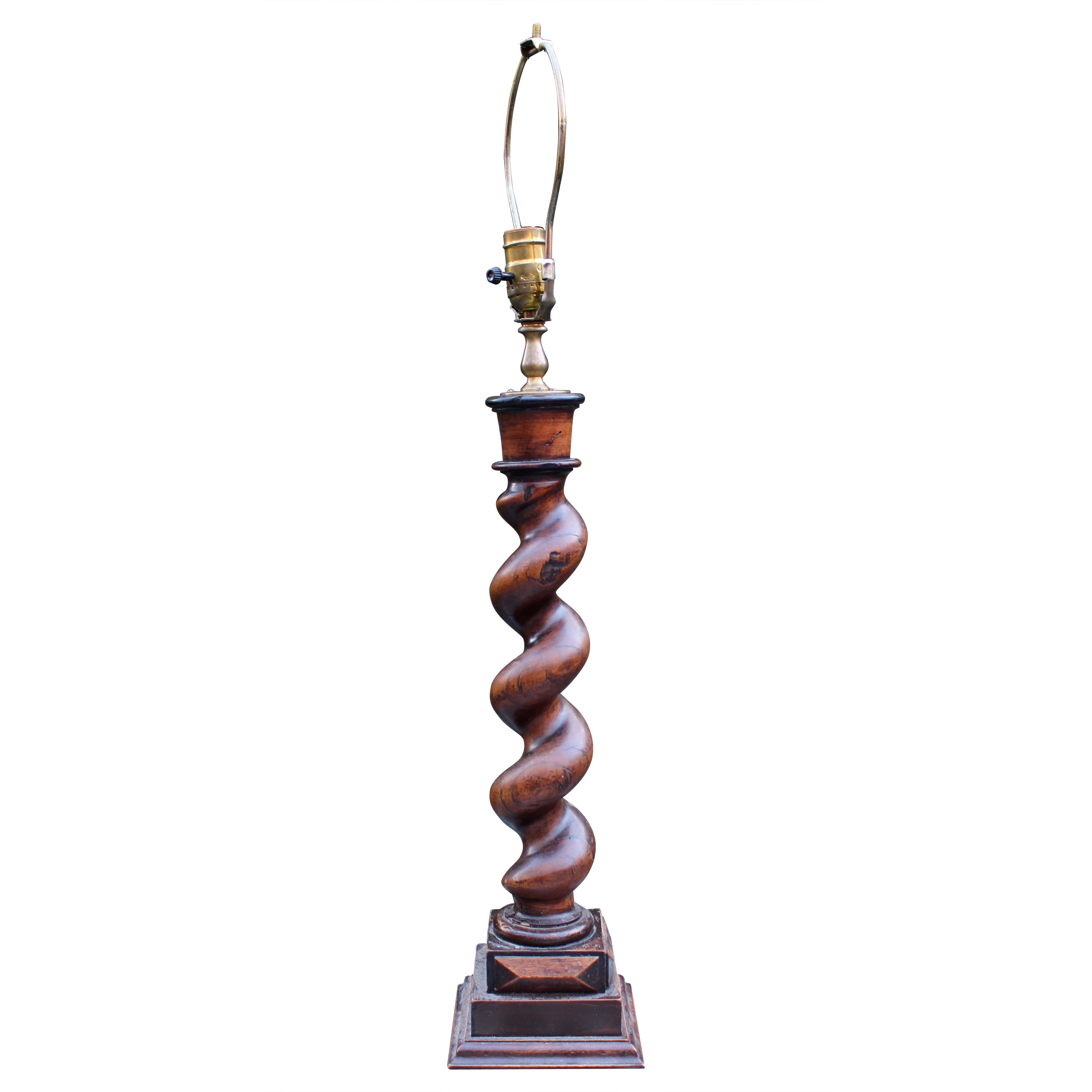 1880s Barley Walnut Twist Lamp