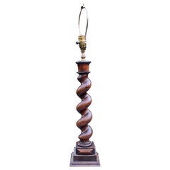 Antique 1880s Barley Walnut Twist Lamp