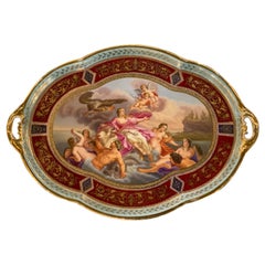 Antique Royal Vienna with Bee Hive Mark Large Oval Charger, 19;Th C. Classical Scene