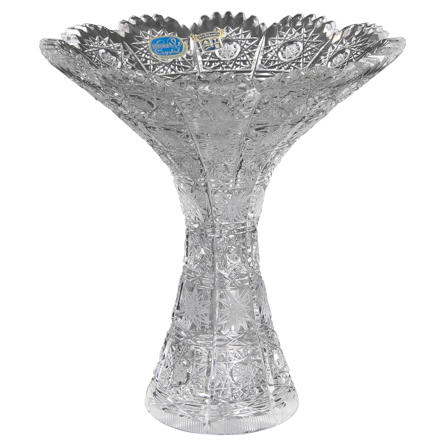 Vase en cristal de Bohème des années 1980, sculpté à la main 