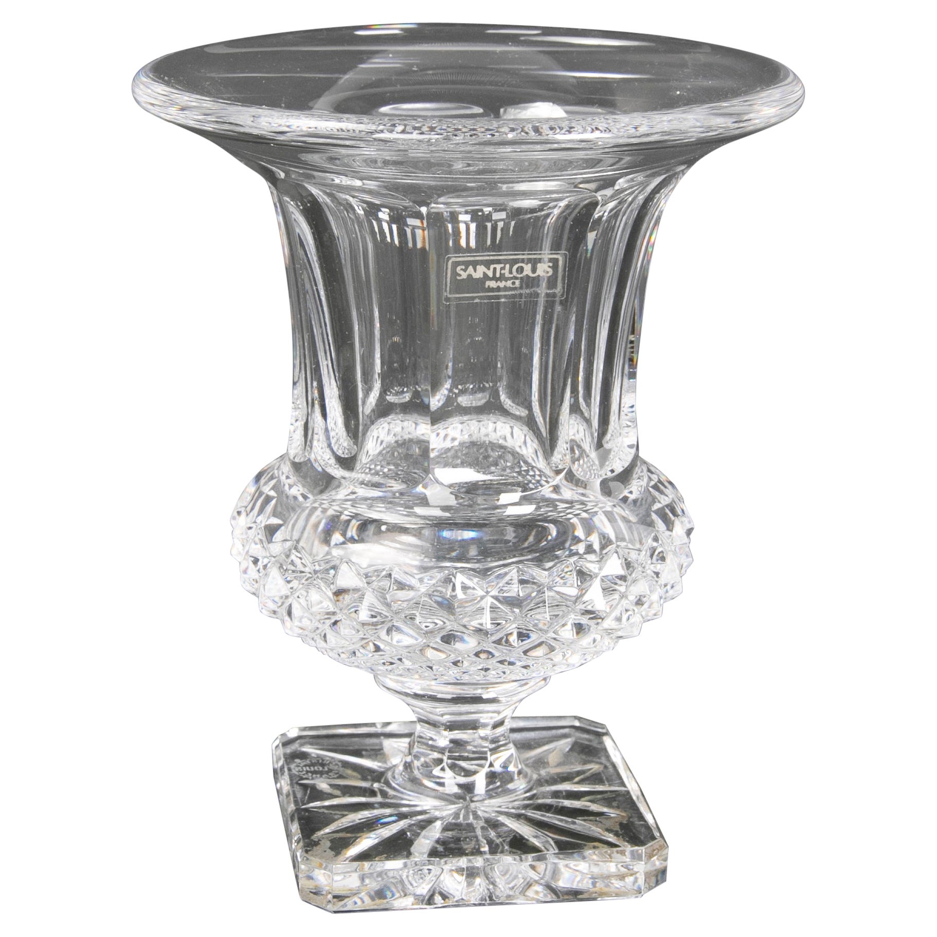 1980s French Hand-Carved Crystal Glass, Signed Cristal Louis, France For Sale