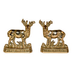 Used Pair of Late 19th Century Stag Mantle Decorations