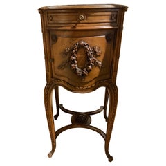 Antique Louis XV Style Bedside Table with Marble Top in Walnut