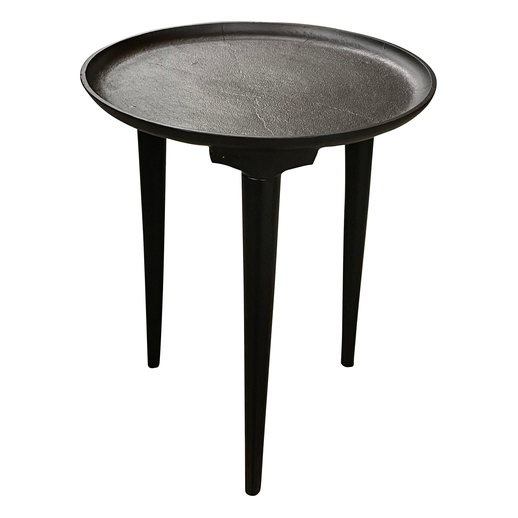 Table à cocktail ronde en fer noir, Inde, contemporaine