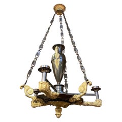 19th Century French Empire 3 Light Chandelier Luther Provenance 