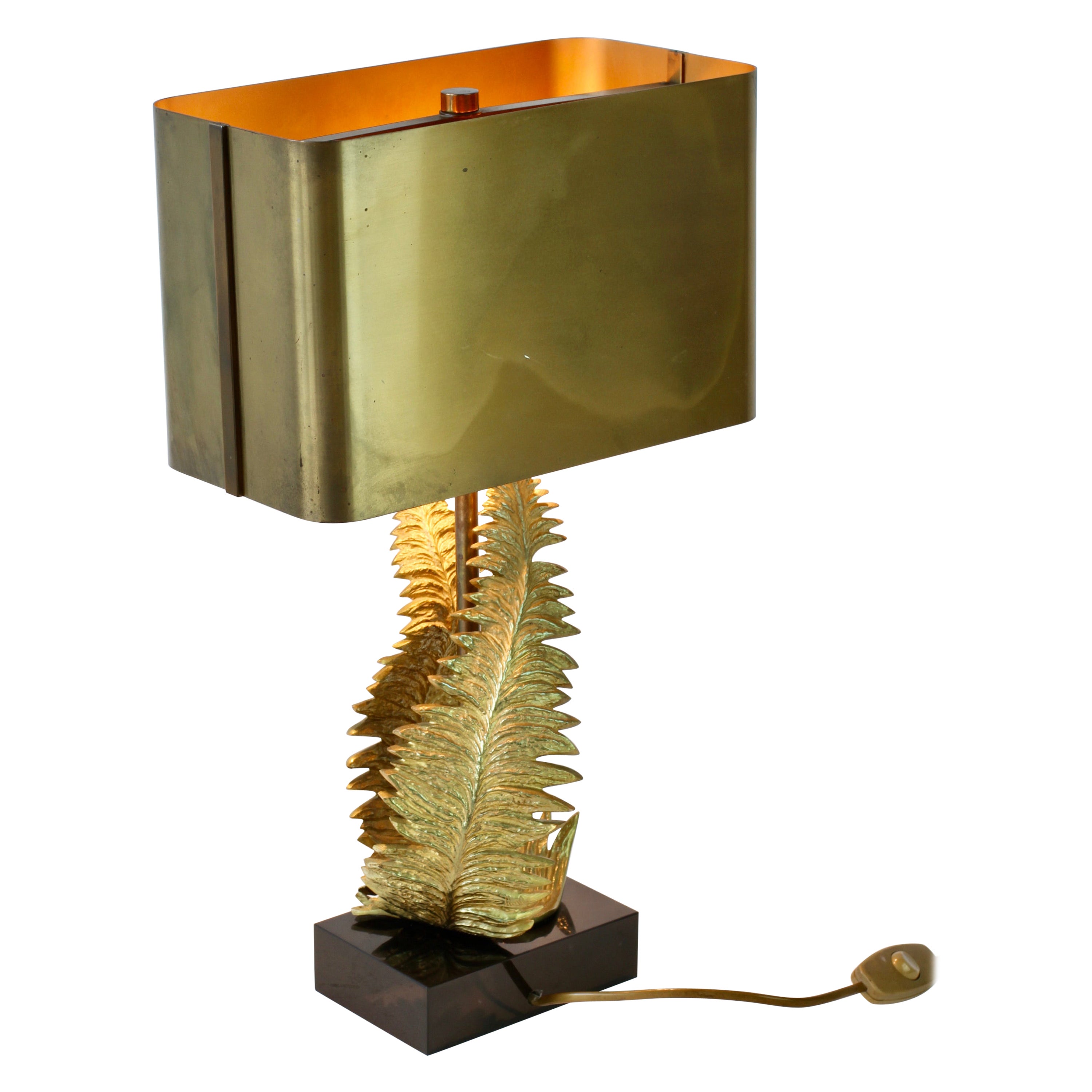 Chrystiane Charles for Maison Charles Signed Brass Fern Table Lamp circa 1960s
