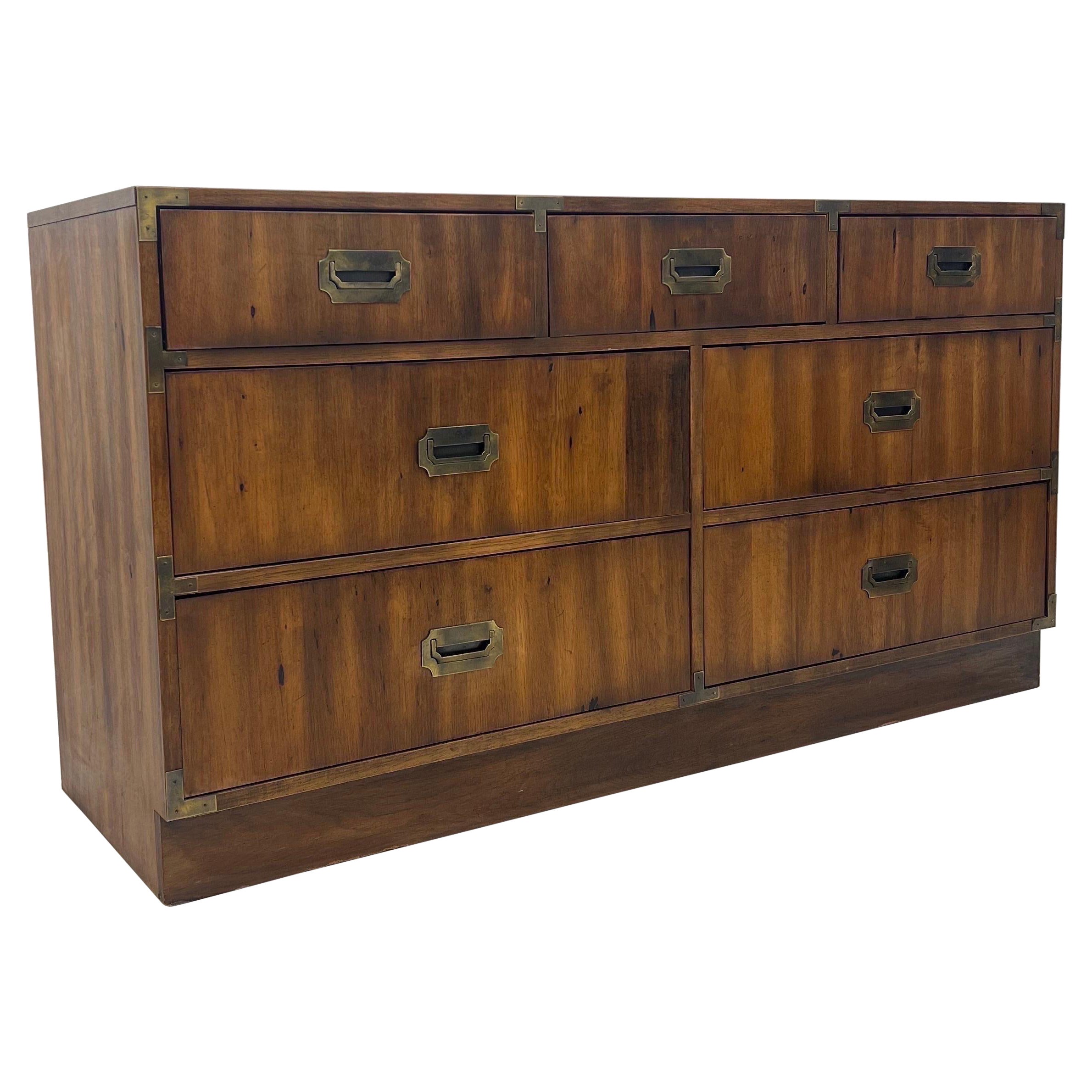 Matching Pair of Vintage Campaign Style Dressers Chest of Drawers by