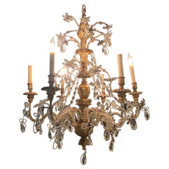 Antique 18th- 19th Century Genovese Giltwood Chandelier 