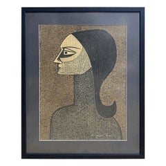 Kiyoshi Saito Signed Limited Edition Japanese Woodblock Print Steady Gaze Paris