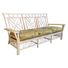 Rattan Chinese Chippendale Style Sofa