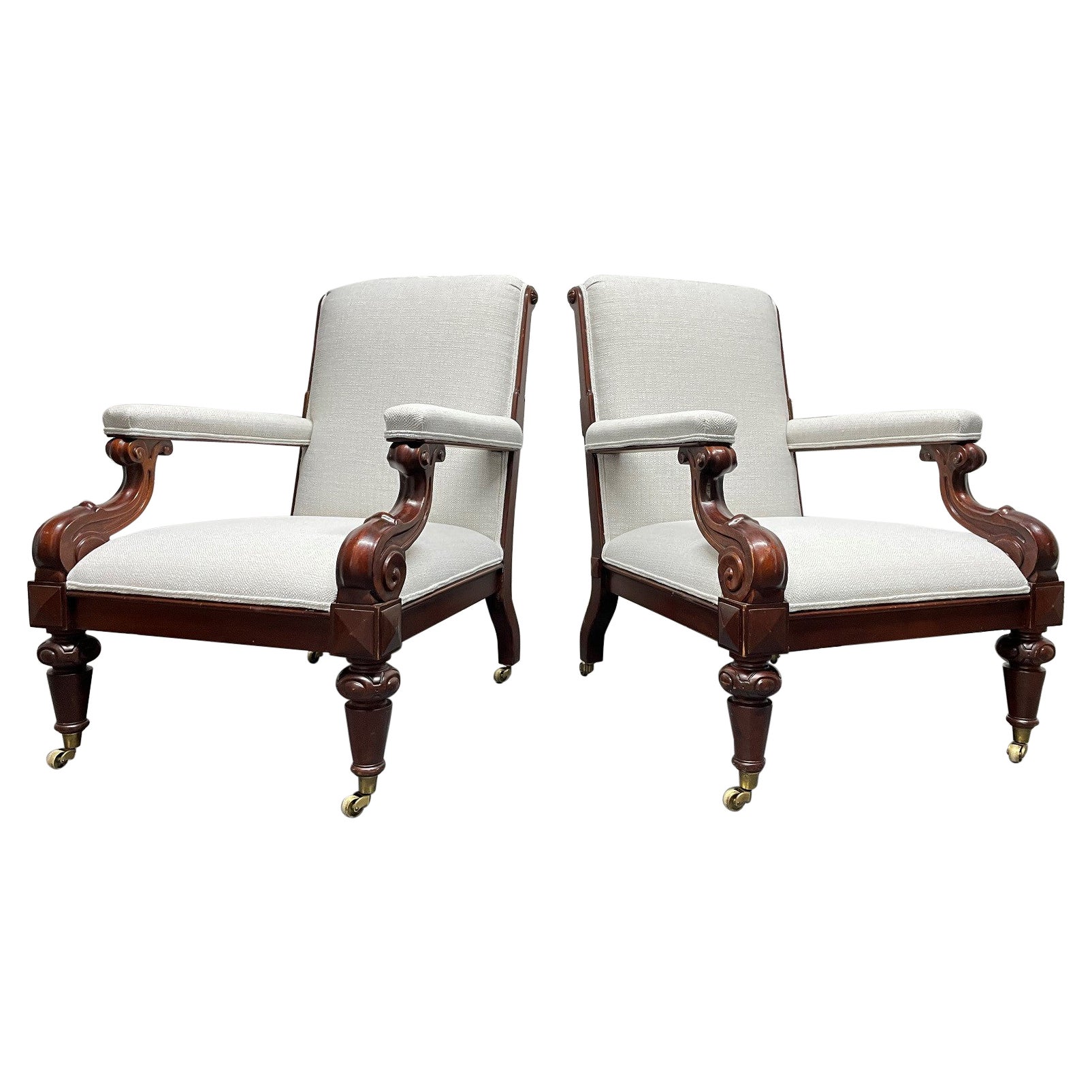 Pair of Ralph Lauren Upholstered Lounge Chairs For Sale