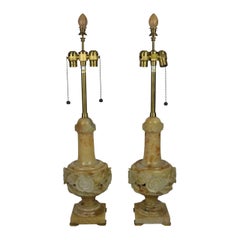 Lampade da tavolo in alabastro vintage di grandi dimensioni di Marbro
