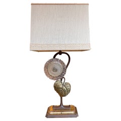 Large Bronze Sunflower Table Lamp by Maison Jansen