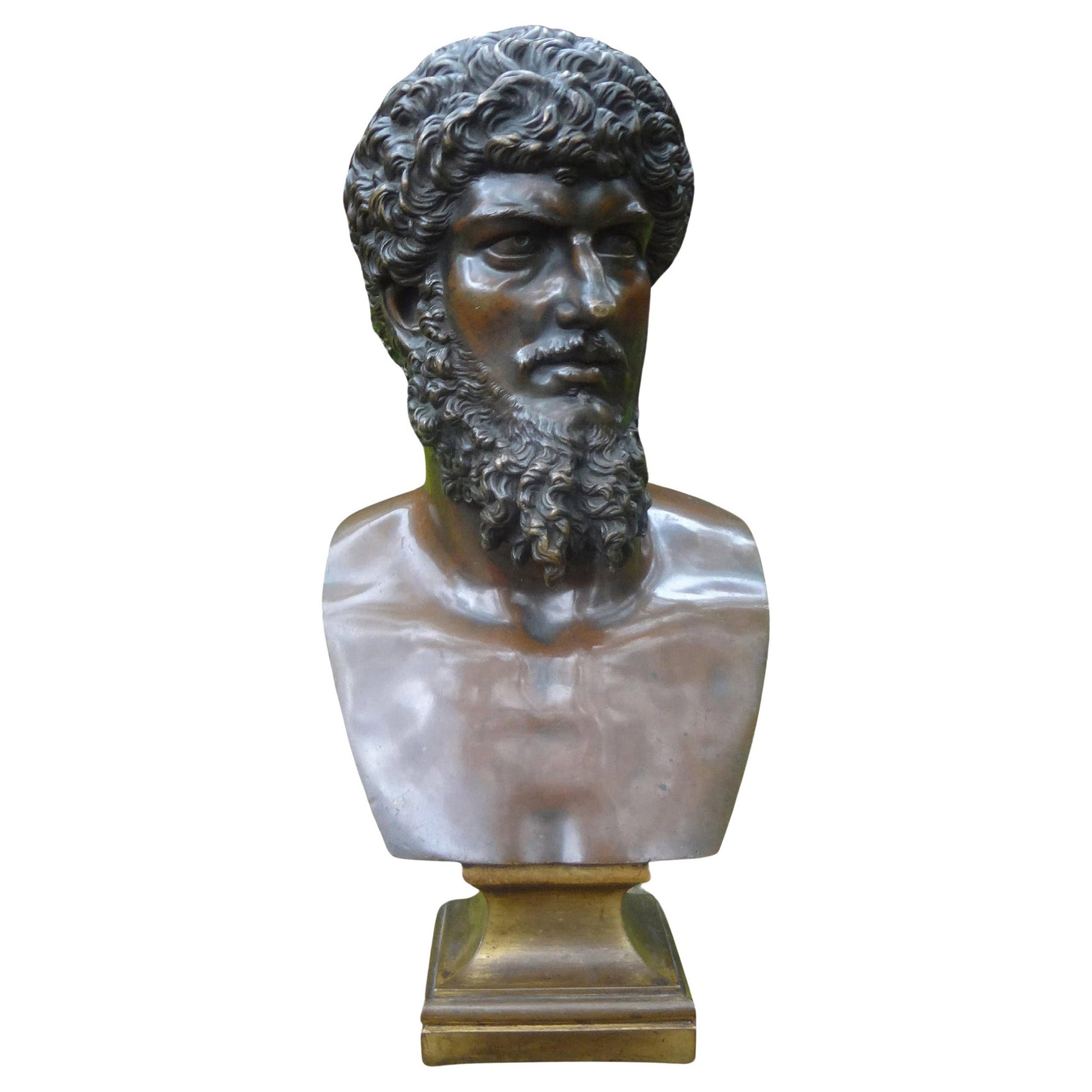 19th Century French Bronze Bust Sculpture of Emperor Lucius Varus For Sale