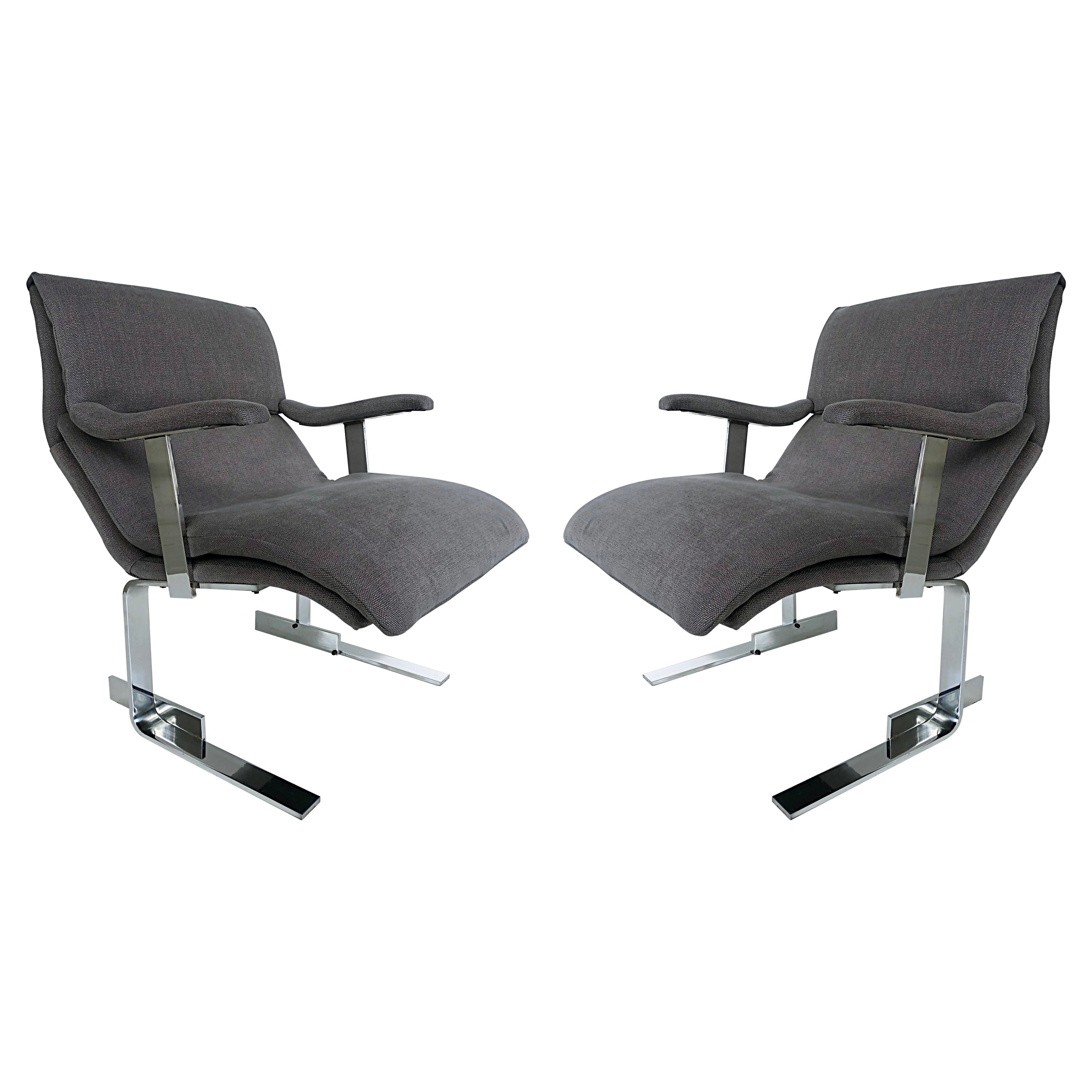 Saporiti Italia Attributed Club Chairs, New Kravet Upholstery,  Pair