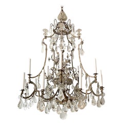 French 1950s Rock Crystal Chandelier