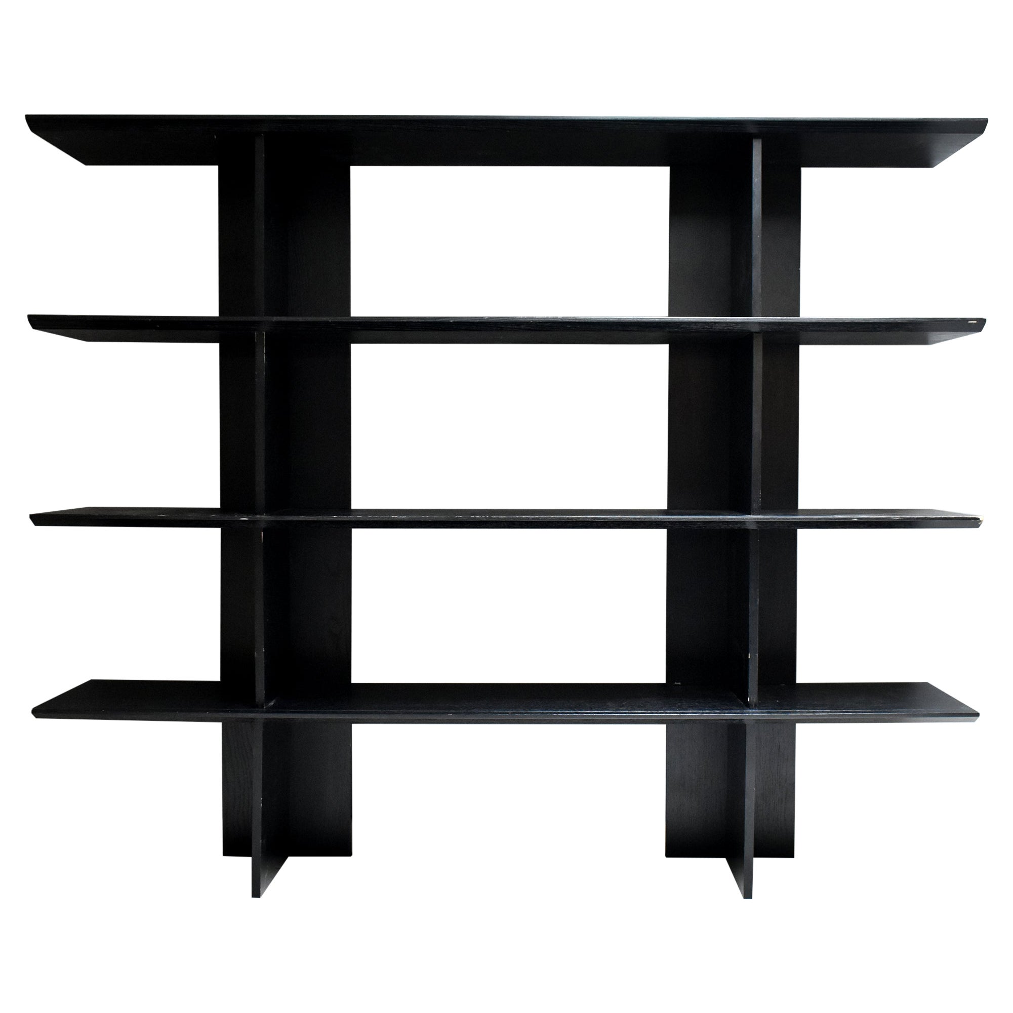 Vintage 80's Bookcase in Black Wood, Italian Manufacture