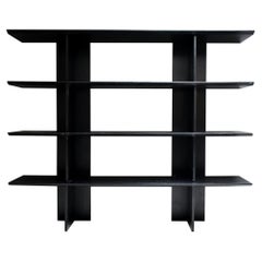 Vintage 80's Bookcase in Black Wood, Italian Manufacture