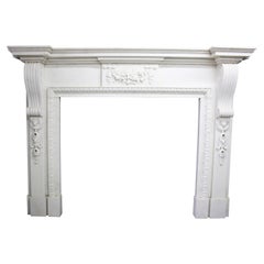 Large 20th Century Neo Classical Statuary White Marble Fireplace