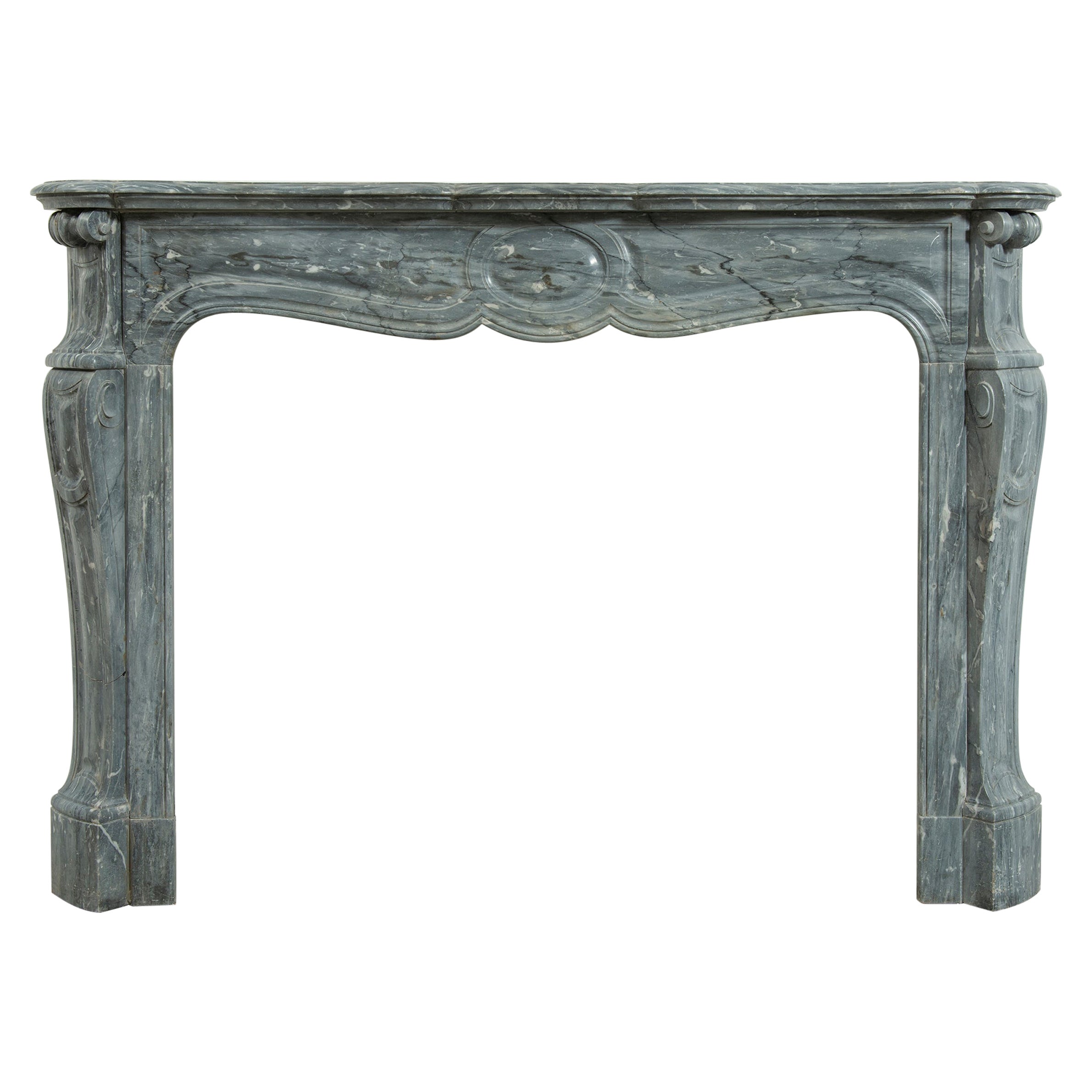 Antique Grey Marble Fireplace For Sale