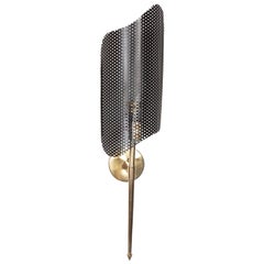 Mid-Century Modern Brass and Perforated Metal Sconce by Mathieu Mategot
