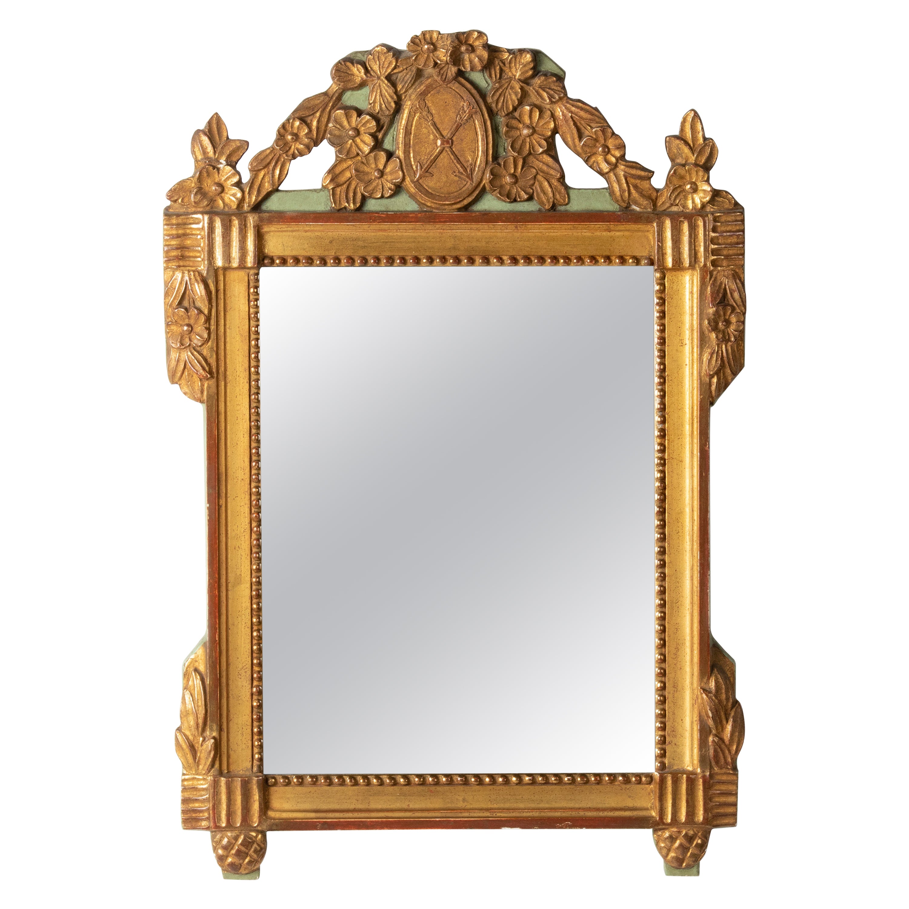 Decorative Vintage Mirror Made of Gilded Resin For Sale