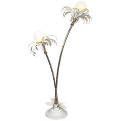 Vintage Sergio Terzani White and Gold Palm Tree Floor Lamp 1970's