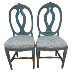 Antique 19th Century Swedish Gustavian Chairs Original Painted "The Swedish model"