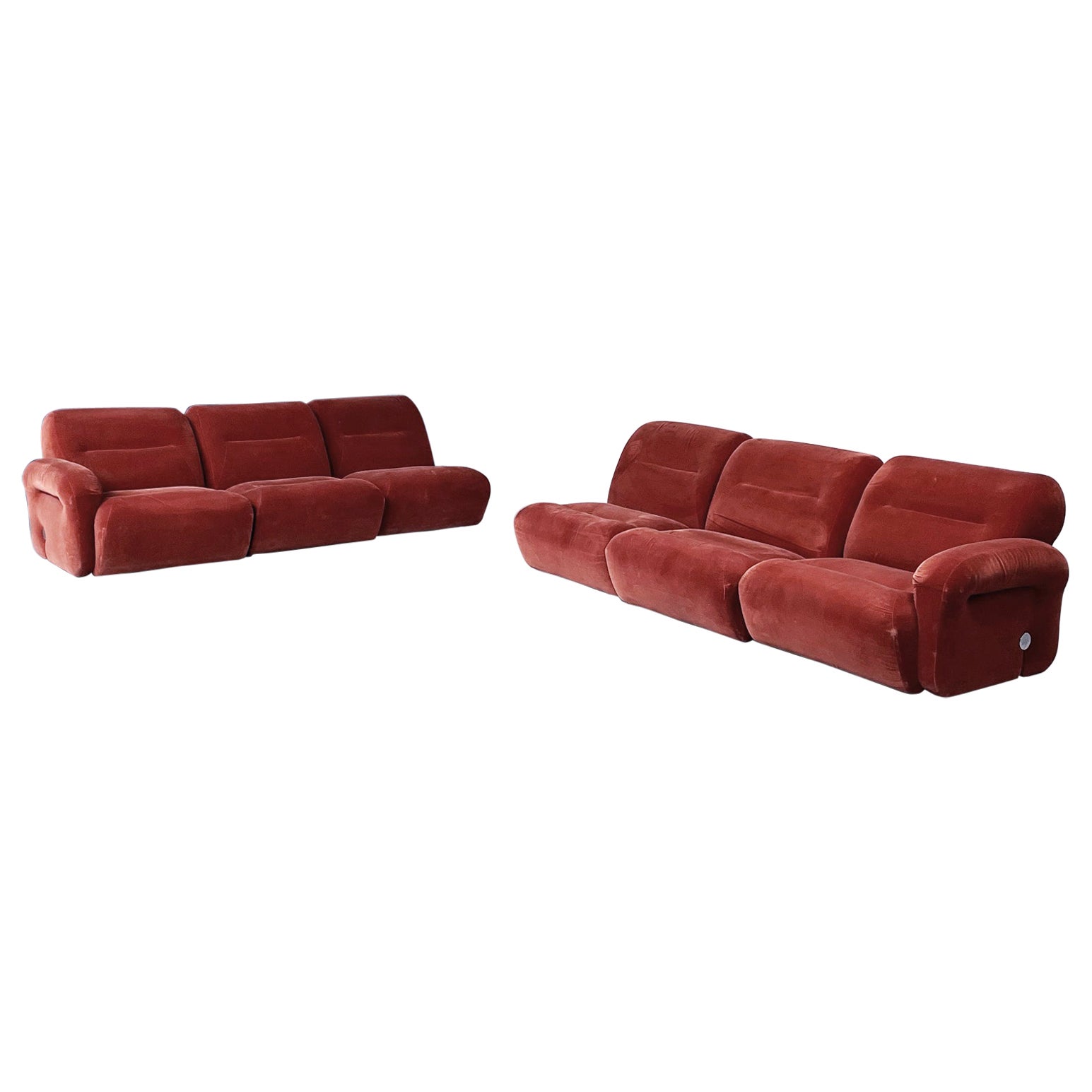 A Small Art Deco Style Sofa in Red Velvet 1970s at 1stDibs