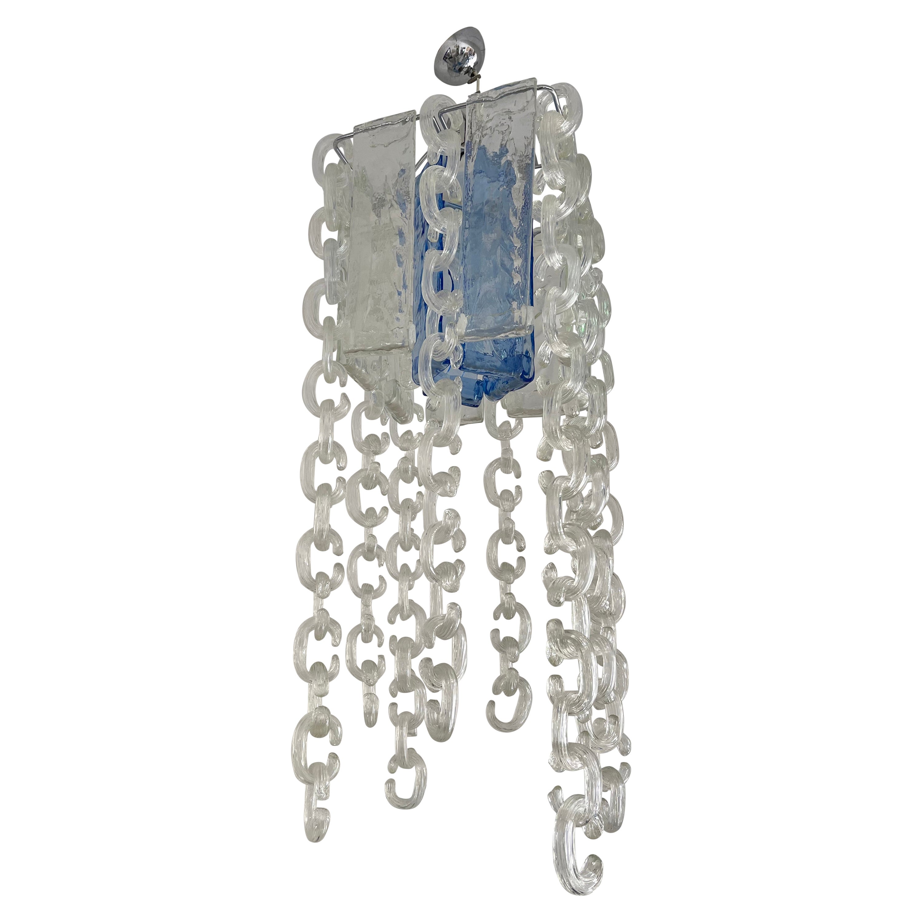 Chandelier Chain Murano Glass Metal by Fratelli Toso, Italy, 1970s