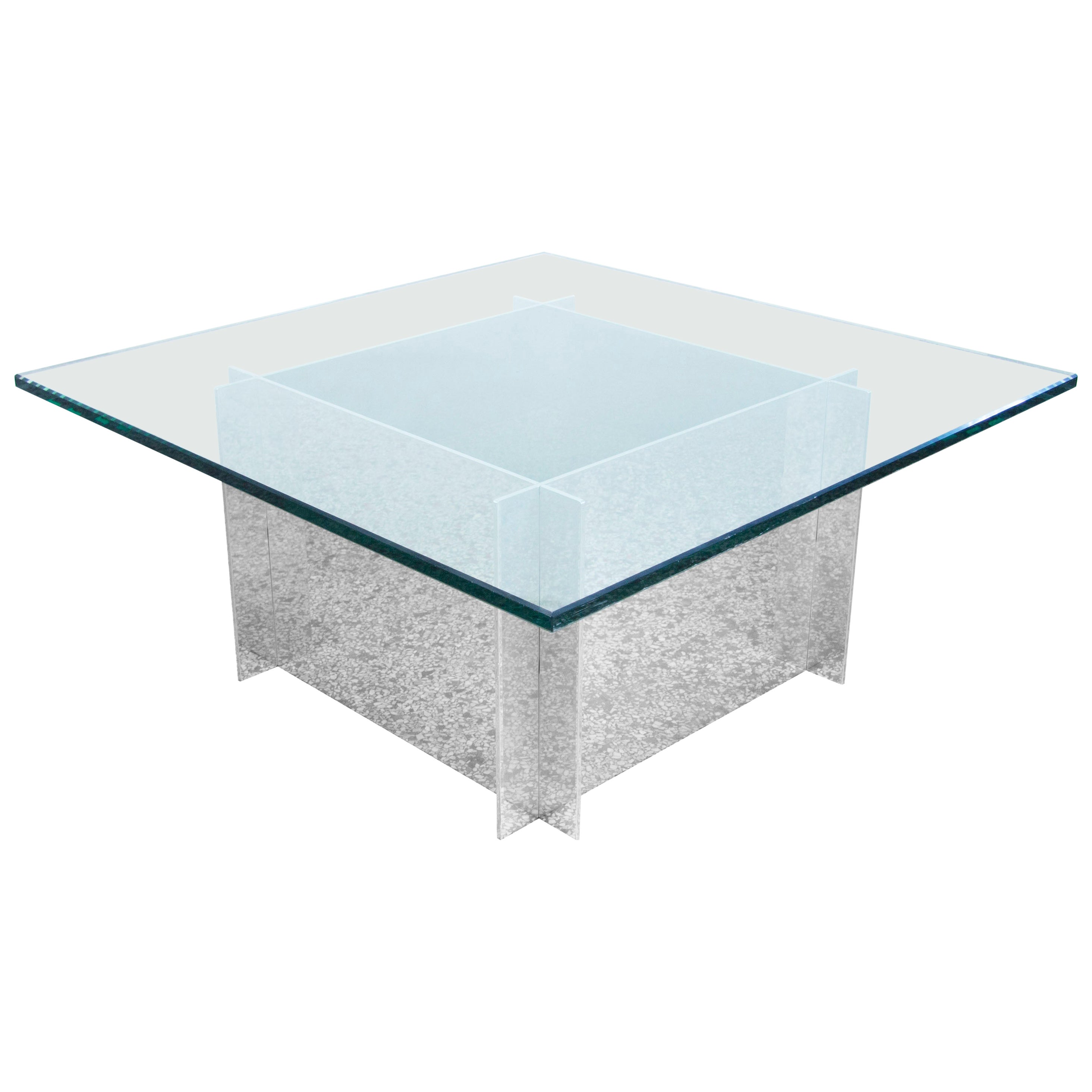 Paul Mayen Aluminum and Glass Coffee Table for Habitat For Sale