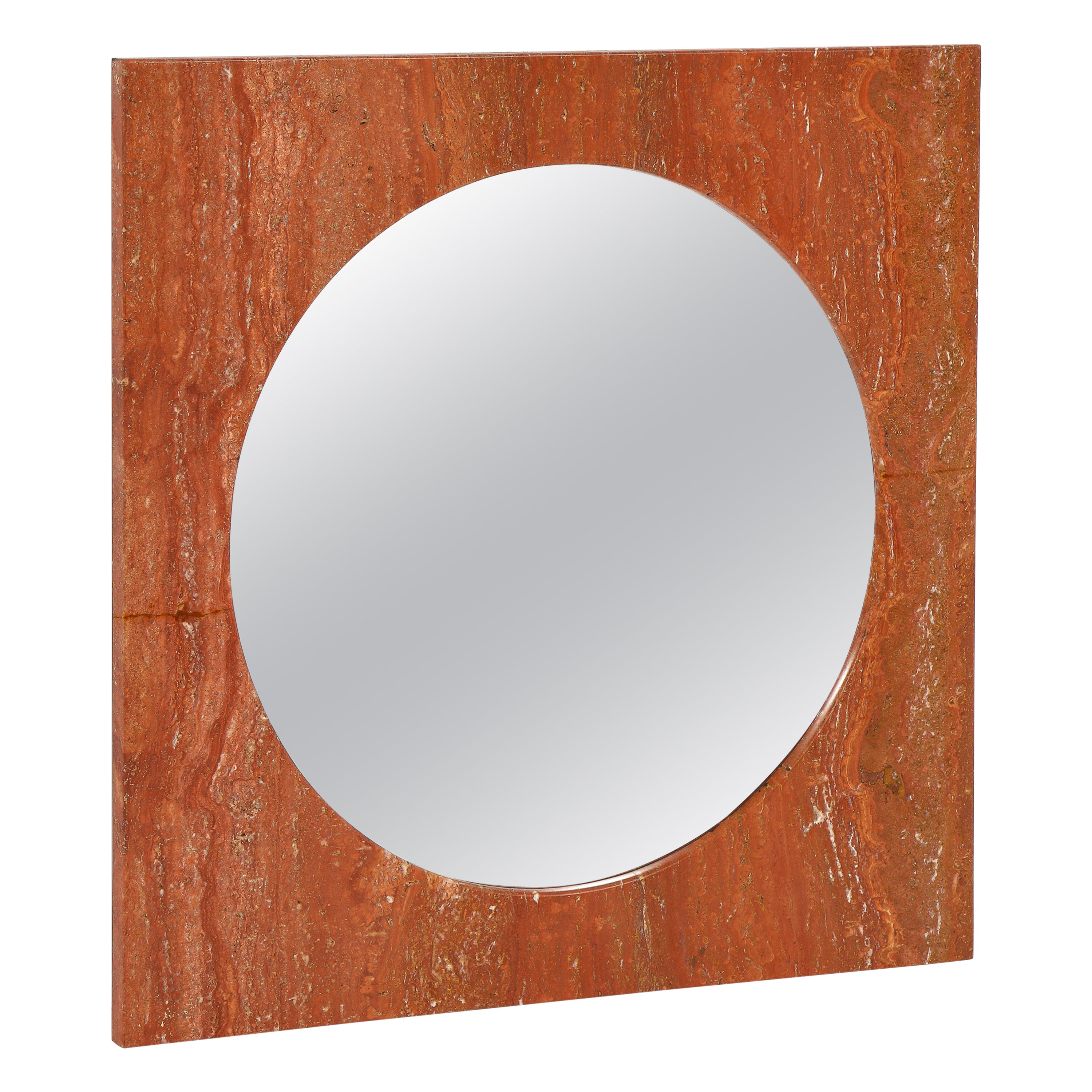 Italian Space Age Glossy Red Plastic Square Mirror with Rounded Corners ...