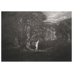 Antique Mezzotint by John Martin, Satan Tempting Eve, Washbourne, 1853